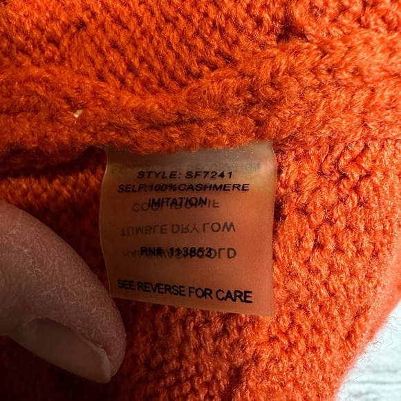 Brixon Ivy Stitch Fix Cable Knit Sweater Orange Angola Cashmere Cozy Collar sz S - Picture 3 of 5